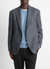 Plaid Alpaca-Blend Relaxed Sport Coat in Blazers - NAVY/BLUE | VINCE Men