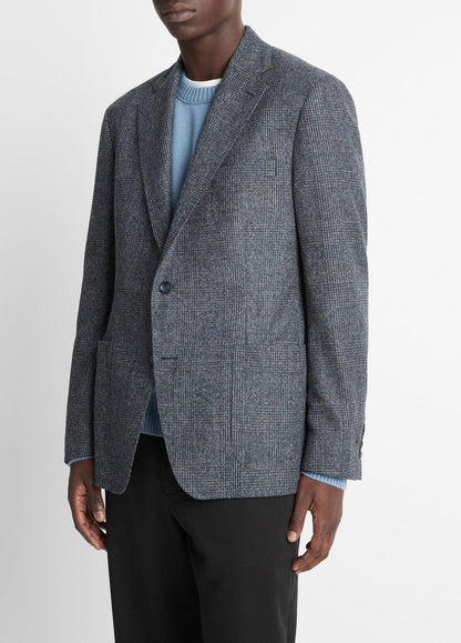 Plaid Alpaca-Blend Relaxed Sport Coat in Blazers - NAVY/BLUE | VINCE Men