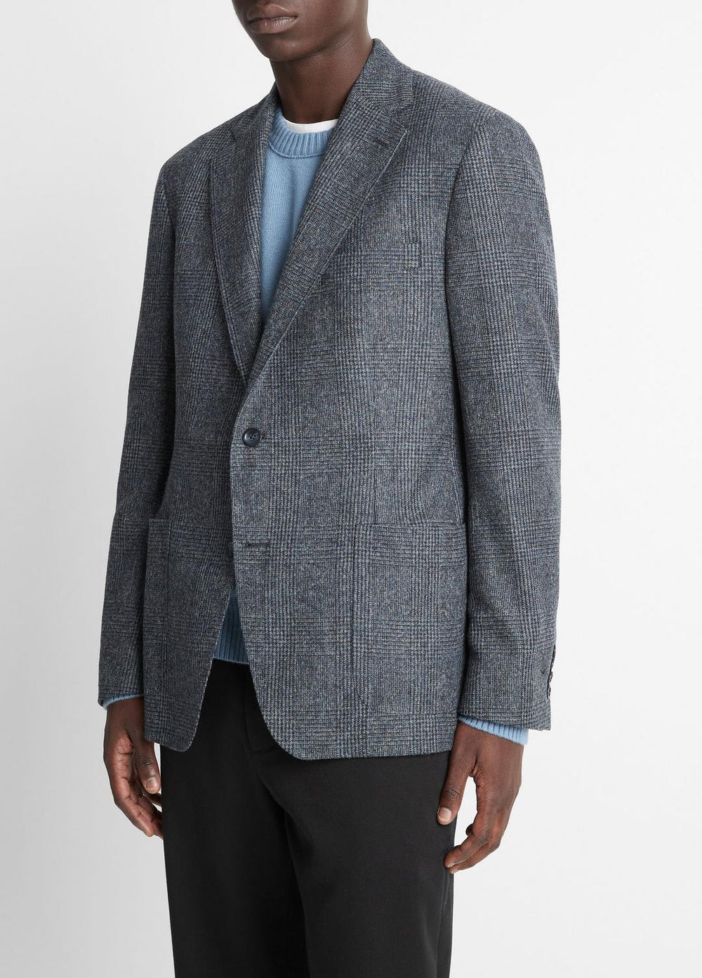 Plaid Alpaca-Blend Relaxed Sport Coat in Blazers - NAVY/BLUE | VINCE Men