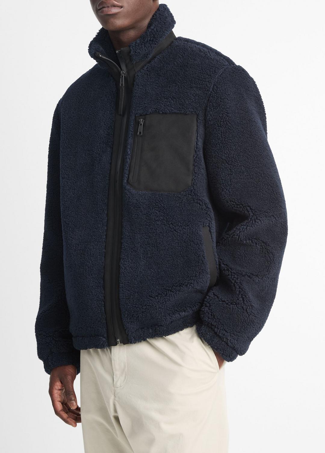 Sherpa Zip Jacket in Jackets - COASTAL BLUE | VINCE Men