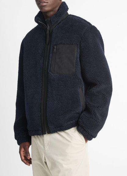 Sherpa Zip Jacket in Jackets - COASTAL BLUE | VINCE Men