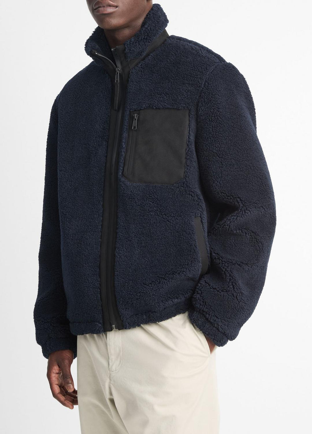 Sherpa Zip Jacket in Jackets - COASTAL BLUE | VINCE Men