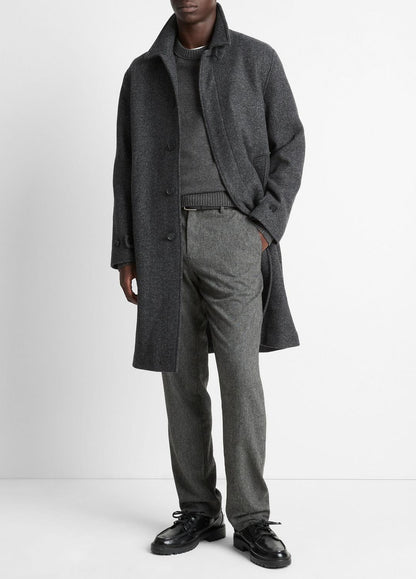 Italian Wool-Blend Balmacaan Coat in Coats - HEATHER CHARCOAL | VINCE Men