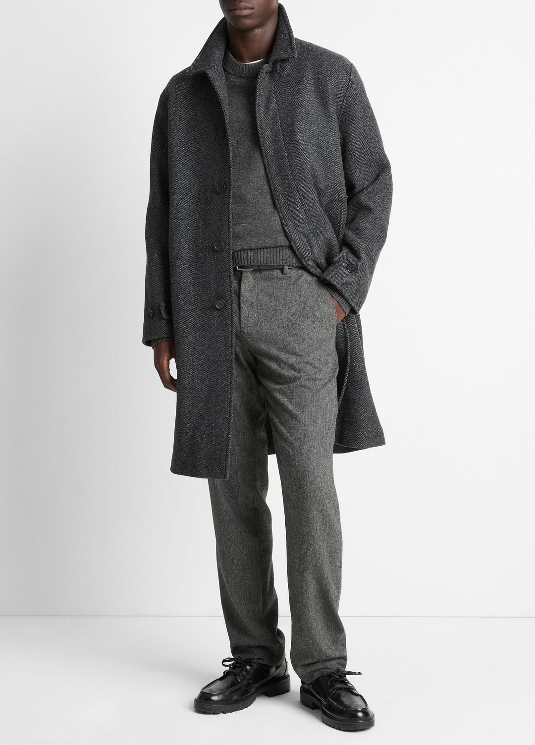 Italian Wool-Blend Balmacaan Coat in Coats - HEATHER CHARCOAL | VINCE Men