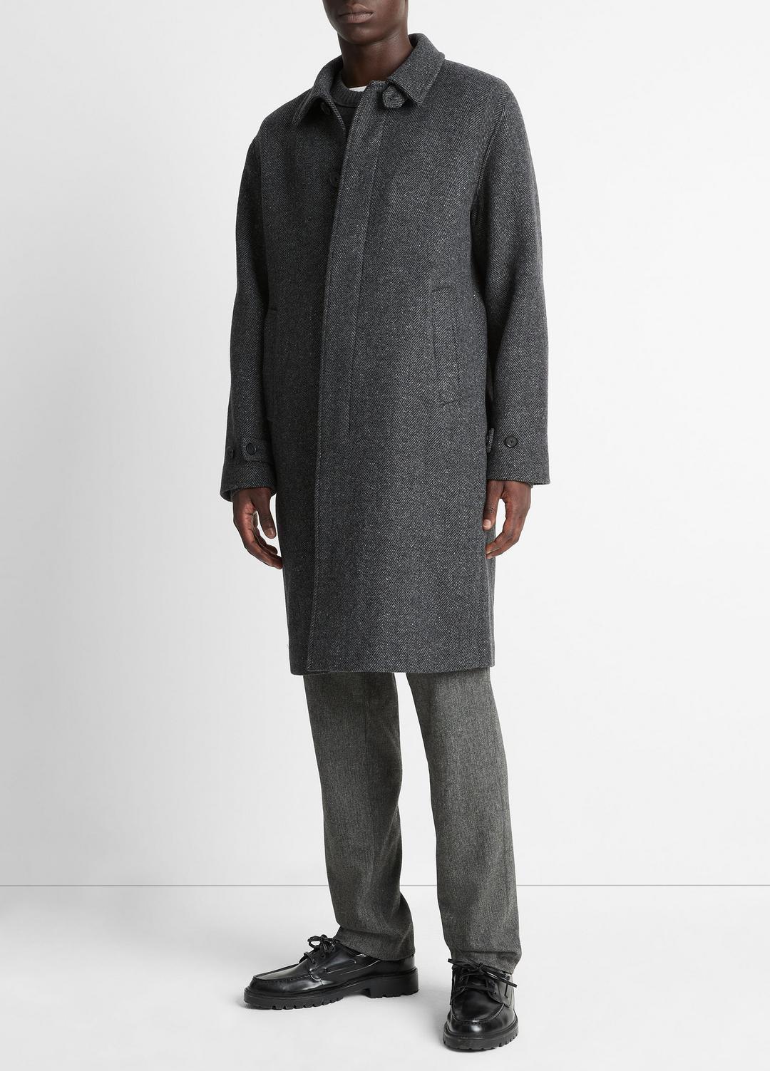 Italian Wool-Blend Balmacaan Coat in Coats - HEATHER CHARCOAL | VINCE Men
