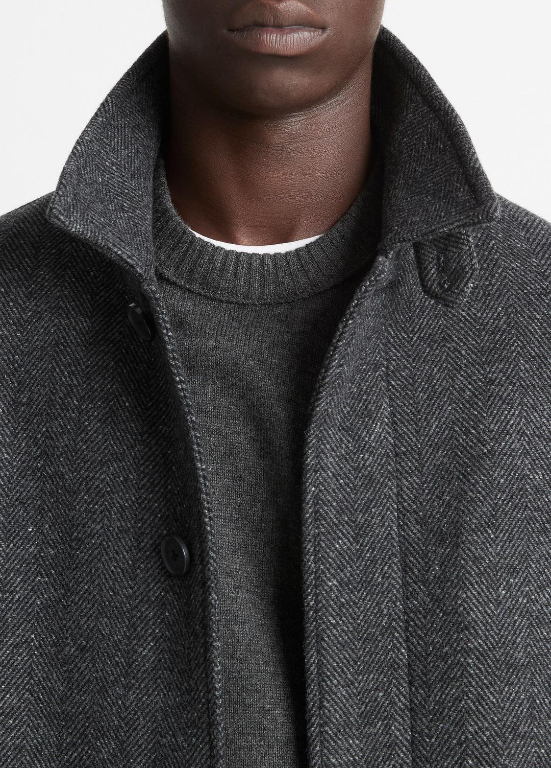 Italian Wool-Blend Balmacaan Coat in Coats - HEATHER CHARCOAL | VINCE Men