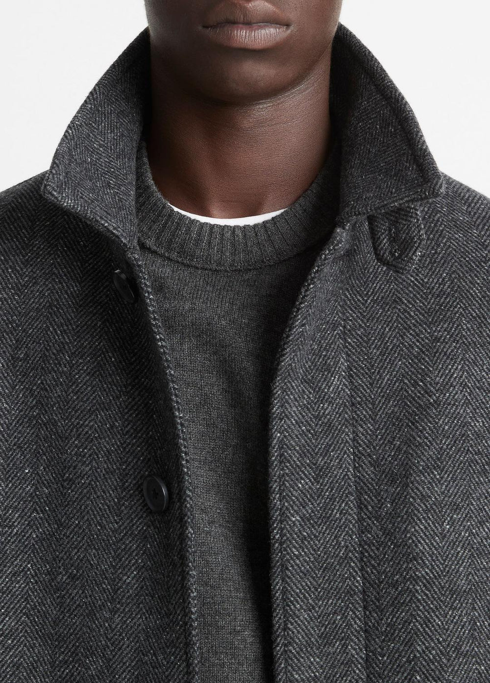 Italian Wool-Blend Balmacaan Coat in Coats - HEATHER CHARCOAL | VINCE Men