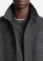 Italian Wool-Blend Balmacaan Coat in Coats - HEATHER CHARCOAL | VINCE Men