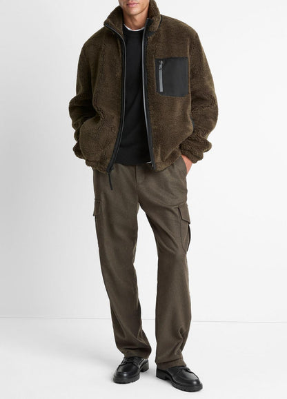 Sherpa Zip Jacket in Jackets - DARK LEAF | VINCE Men