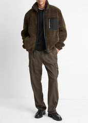 Sherpa Zip Jacket in Jackets - DARK LEAF | VINCE Men