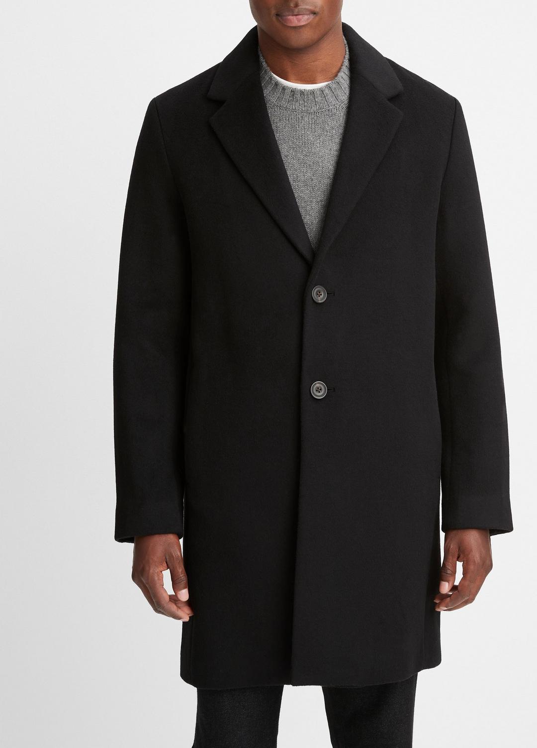 Classic Italian Wool-Blend Coat in Jackets & Outerwear - BLACK | VINCE Men