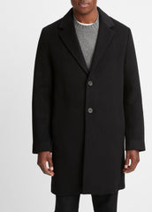 Classic Italian Wool-Blend Coat in Jackets & Outerwear - BLACK | VINCE Men