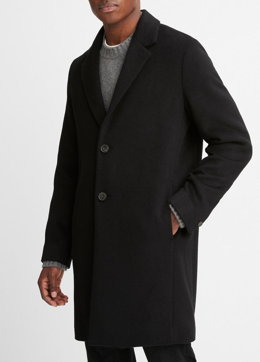 Classic Italian Wool-Blend Coat in Jackets & Outerwear - BLACK | VINCE Men