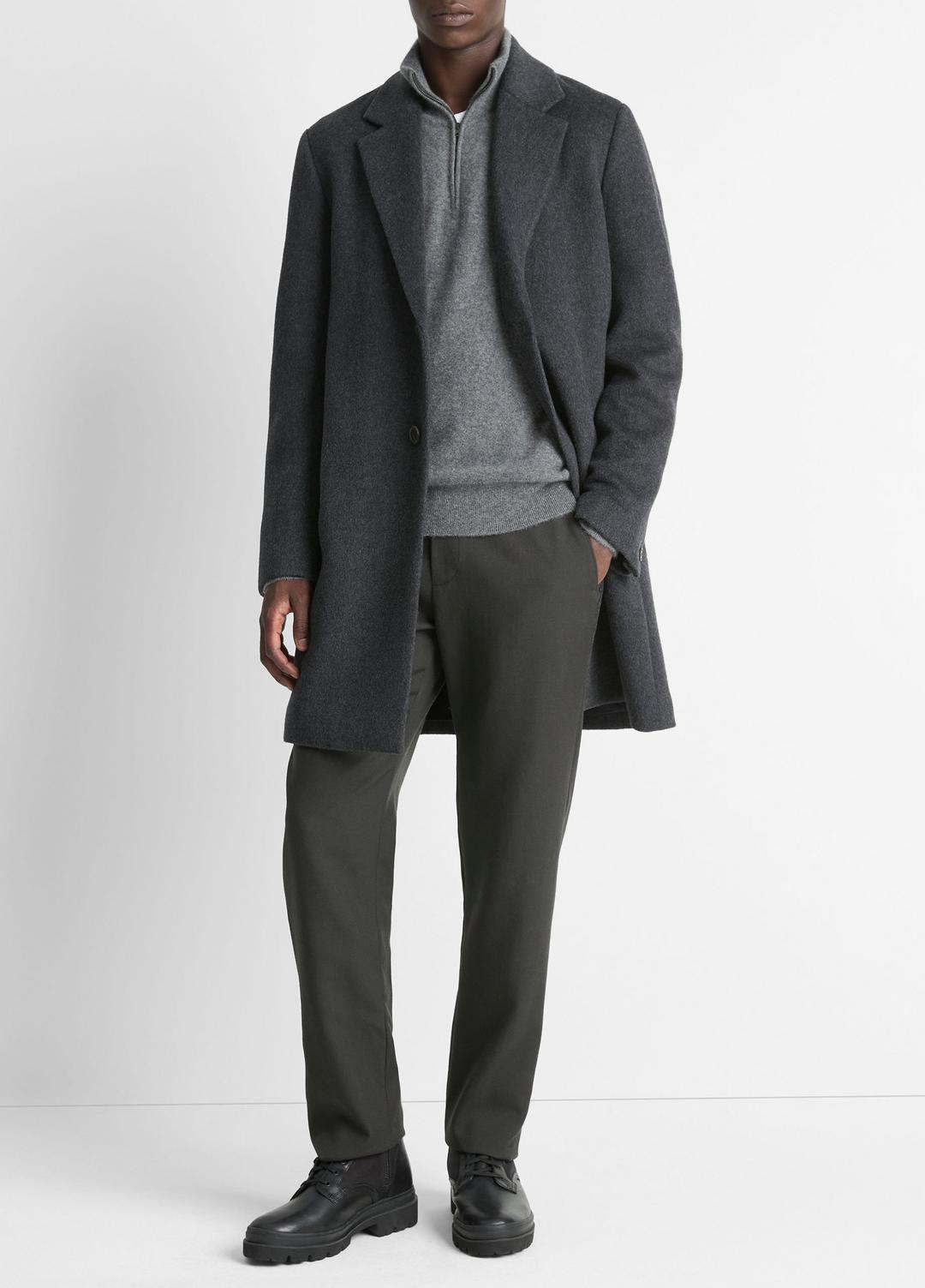 Classic Italian Wool-Blend Coat in Jackets & Outerwear - HEATHER CHARCOAL | VINCE Men