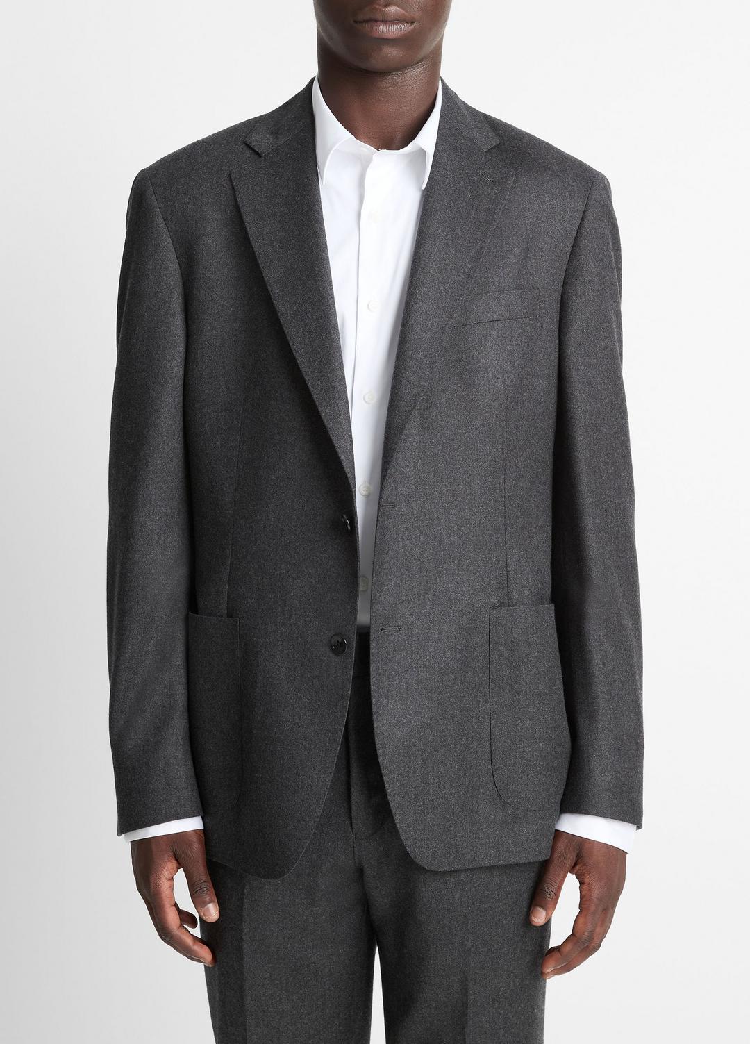 Wool-Silk Flannel Relaxed Sport Coat in Blazers - CHARCOAL | VINCE Men
