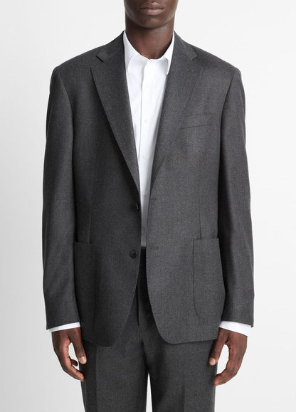 Wool-Silk Flannel Relaxed Sport Coat in Blazers - CHARCOAL | VINCE Men