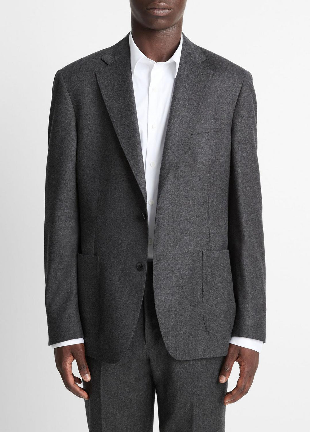 Wool-Silk Flannel Relaxed Sport Coat in Blazers - CHARCOAL | VINCE Men