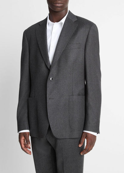 Wool-Silk Flannel Relaxed Sport Coat in Blazers - CHARCOAL | VINCE Men