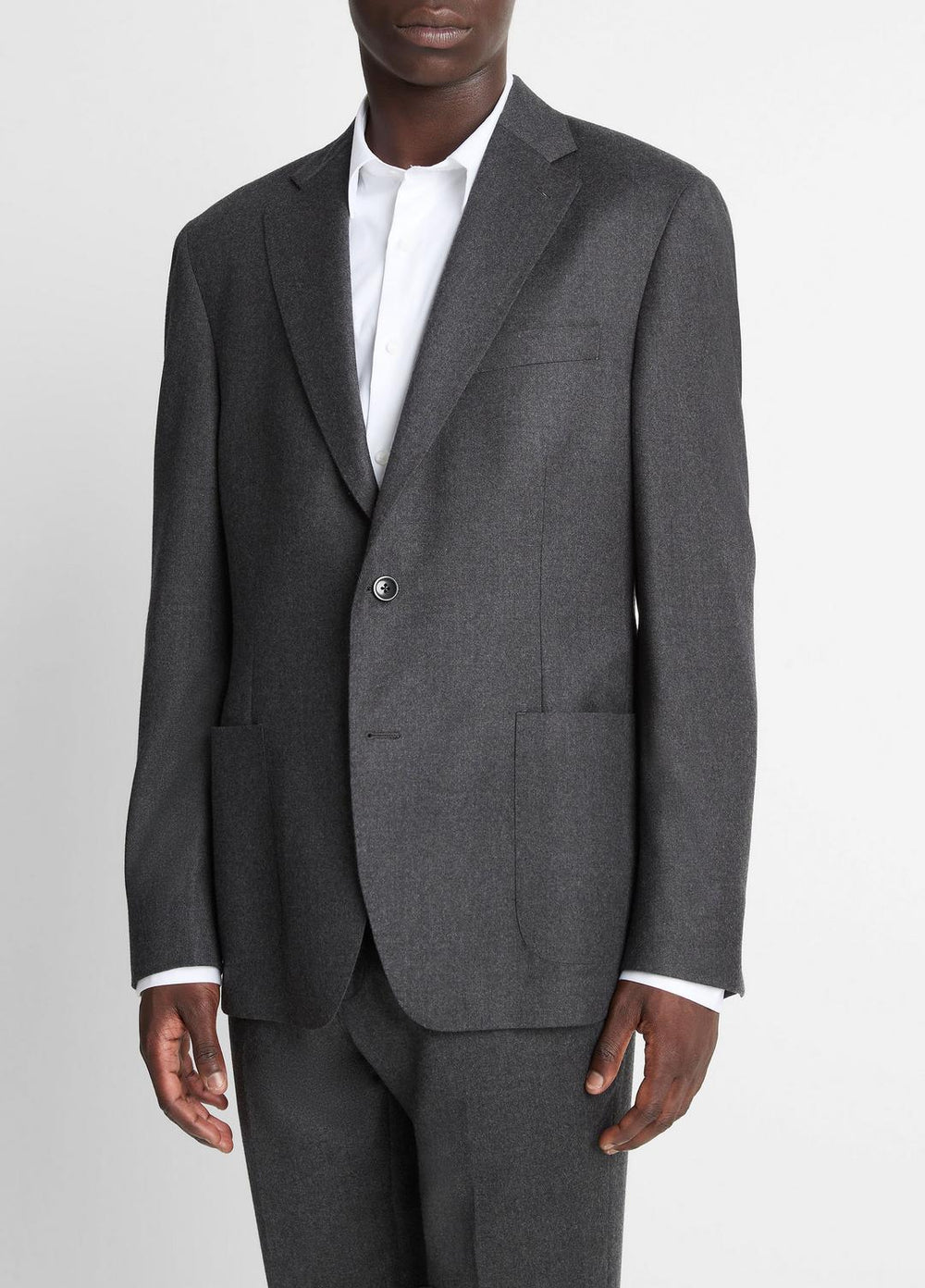 Wool-Silk Flannel Relaxed Sport Coat in Blazers - CHARCOAL | VINCE Men