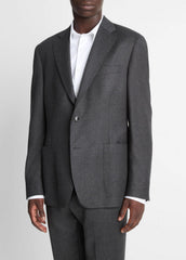 Wool-Silk Flannel Relaxed Sport Coat in Blazers - CHARCOAL | VINCE Men