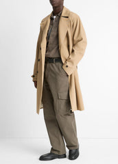 Italian Cotton Double-Breasted Trench Coat in Coats - LIGHT BEACHWOOD | VINCE Men