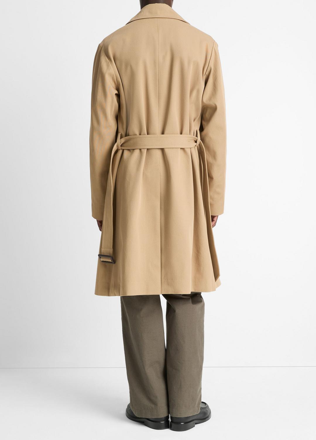Italian Cotton Double-Breasted Trench Coat in Coats - LIGHT BEACHWOOD | VINCE Men