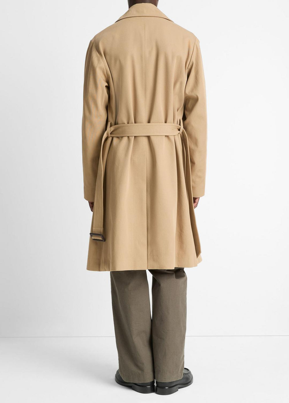Italian Cotton Double-Breasted Trench Coat in Coats - LIGHT BEACHWOOD | VINCE Men