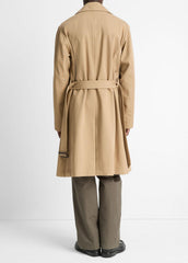 Italian Cotton Double-Breasted Trench Coat in Coats - LIGHT BEACHWOOD | VINCE Men