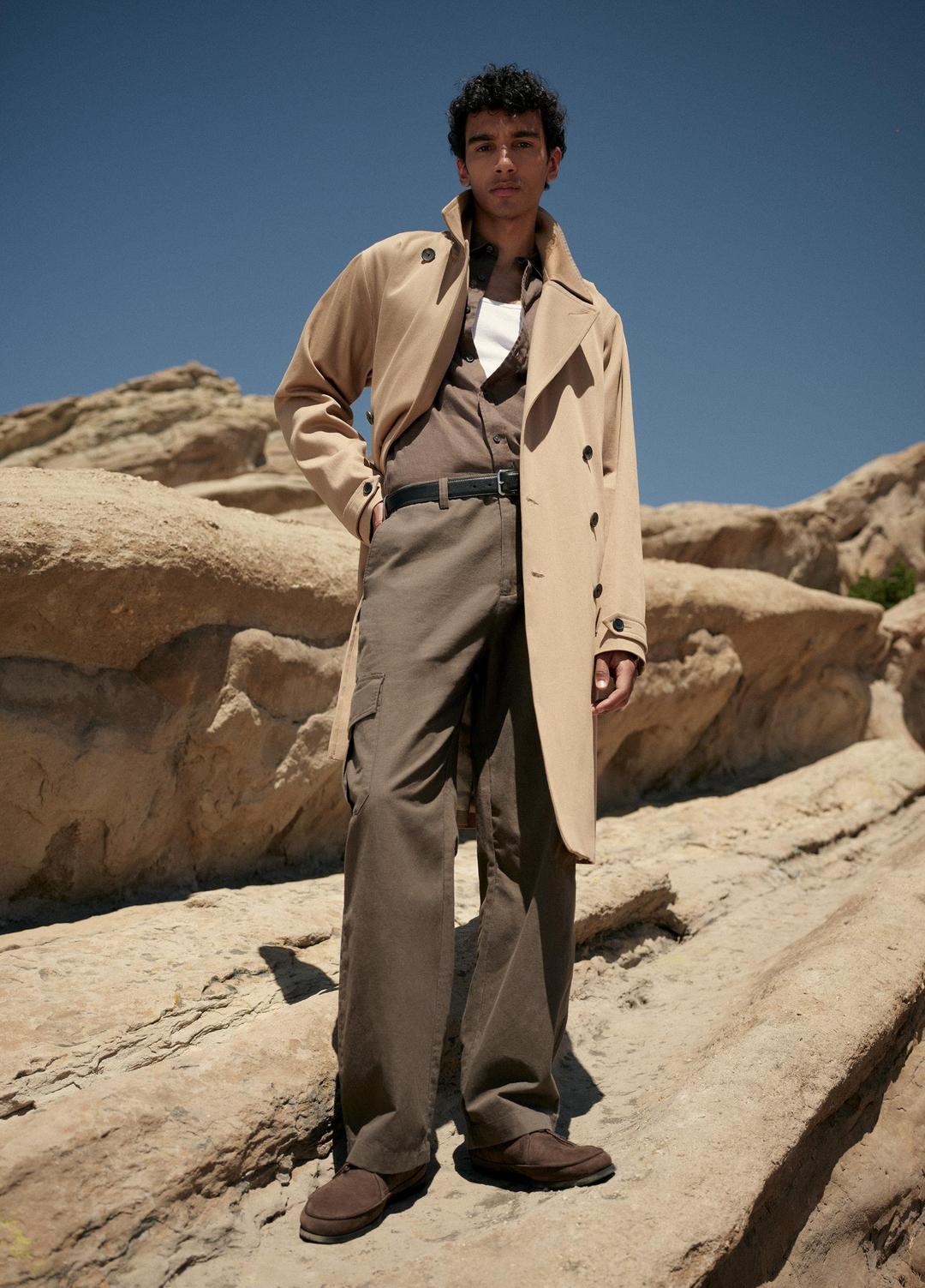 Italian Cotton Double-Breasted Trench Coat in Coats - LIGHT BEACHWOOD | VINCE Men