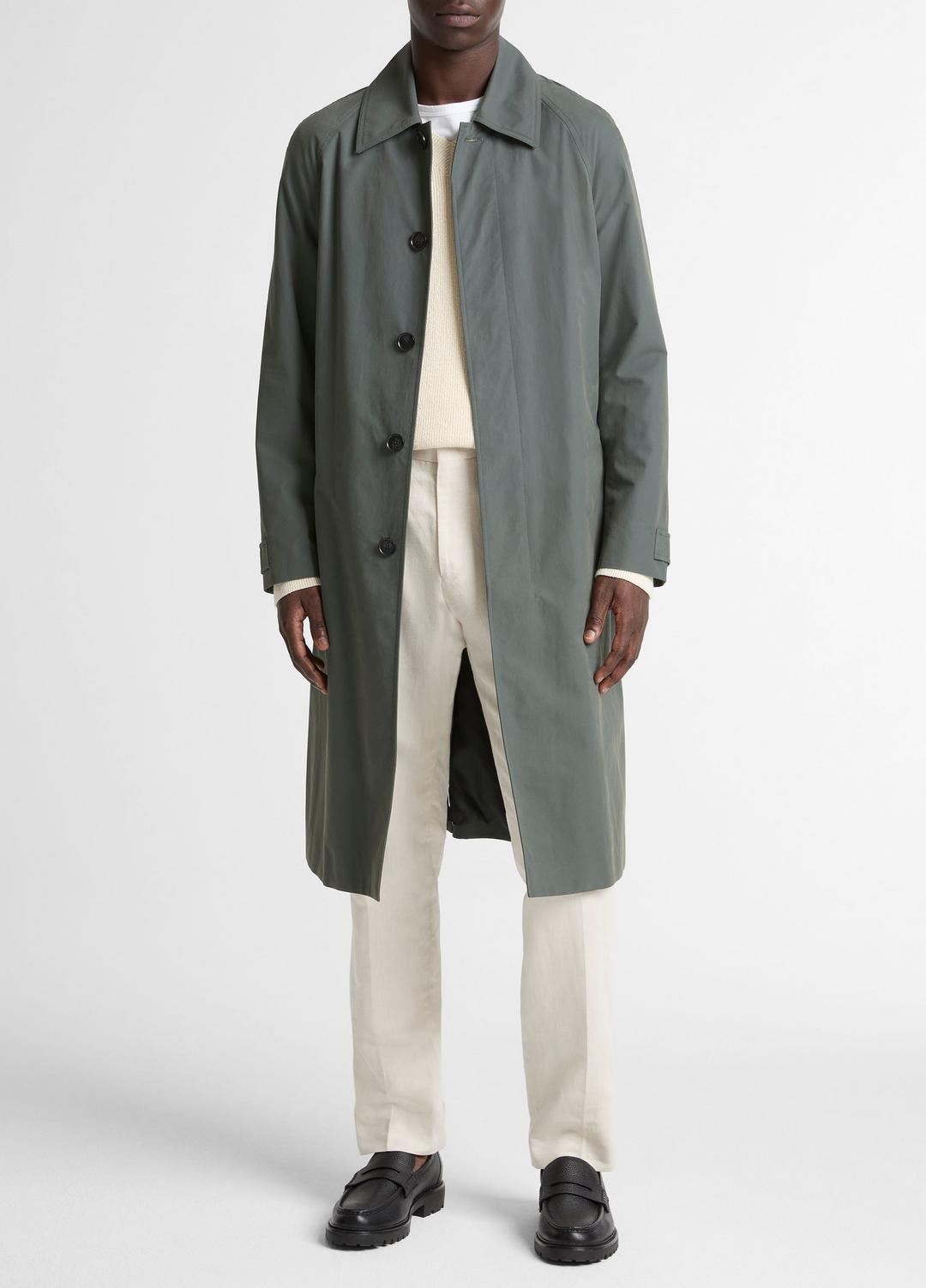 Cotton-Blend Single-Breasted Trench Coat in Coats - SLATE | VINCE Men