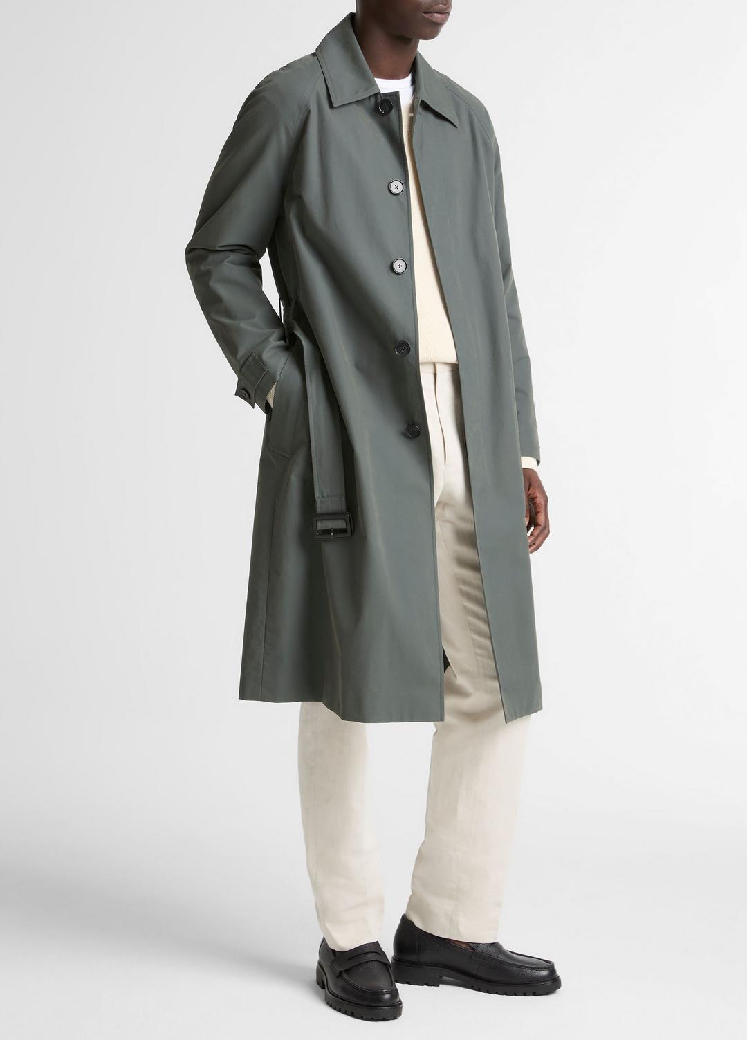 Cotton-Blend Single-Breasted Trench Coat in Coats - SLATE | VINCE Men