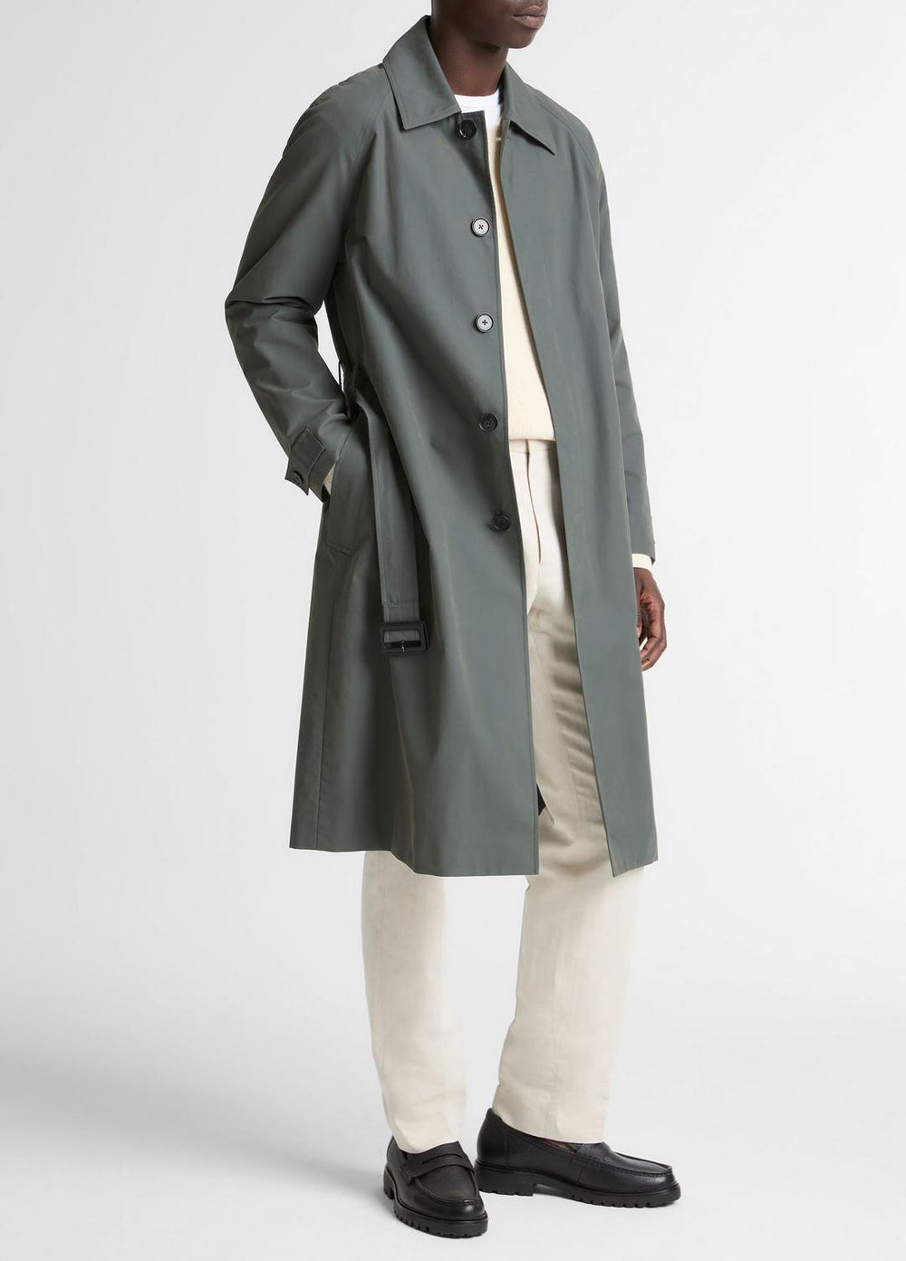 Cotton-Blend Single-Breasted Trench Coat in Coats - SLATE | VINCE Men