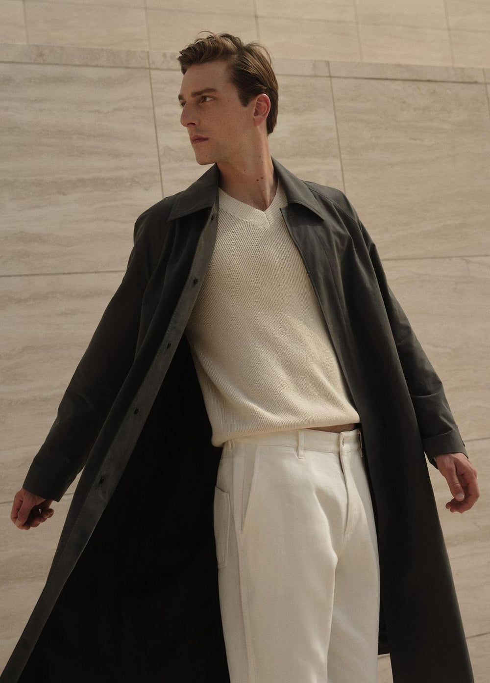 Cotton-Blend Single-Breasted Trench Coat in Coats - SLATE | VINCE Men