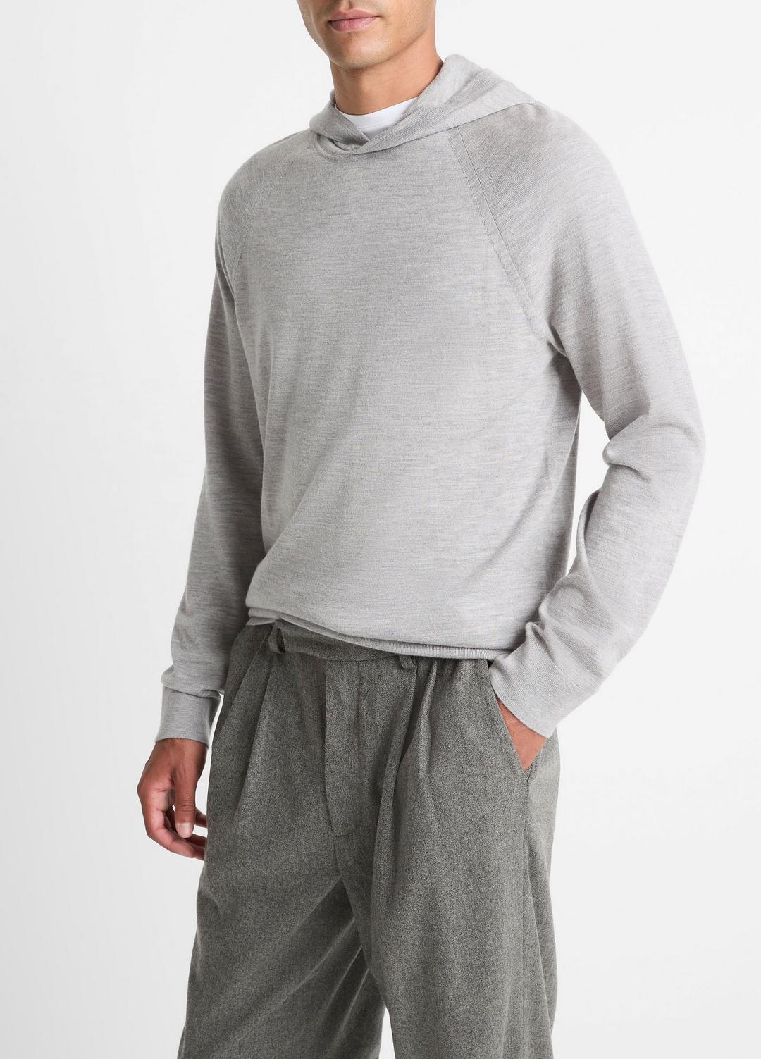 Featherweight Merino Wool-Cashmere Hoodie in Sweatshirts & Hoodies - HEATHER GREY | VINCE Men