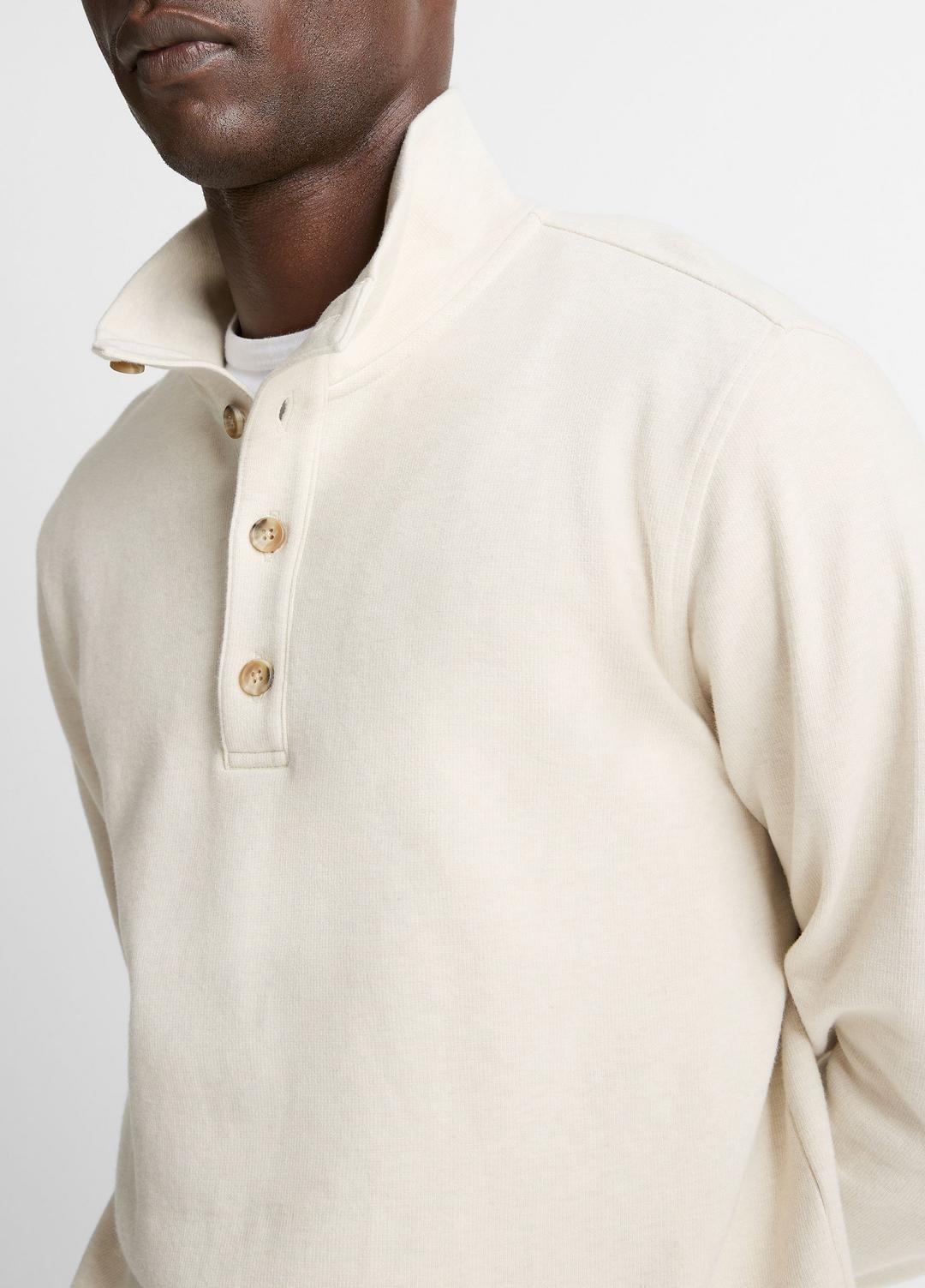 Cotton Button Mock-Neck Pullover in Sweatshirts & Hoodies - HEATHER BONE | VINCE Men
