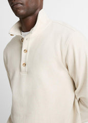 Cotton Button Mock-Neck Pullover in Sweatshirts & Hoodies - HEATHER BONE | VINCE Men