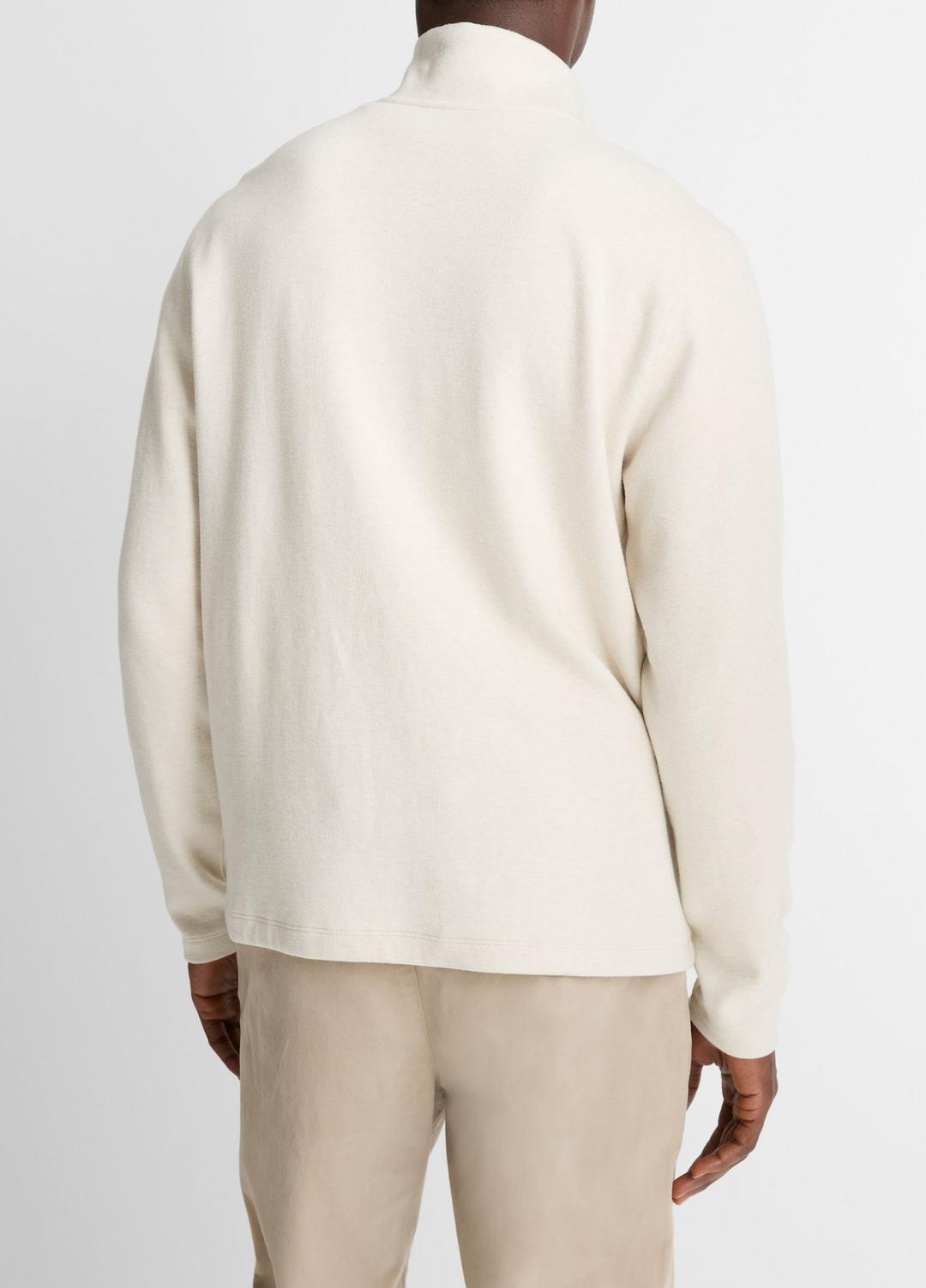 Cotton Button Mock-Neck Pullover in Sweatshirts & Hoodies - HEATHER BONE | VINCE Men