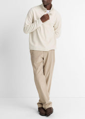 Cotton Button Mock-Neck Pullover in Sweatshirts & Hoodies - HEATHER BONE | VINCE Men