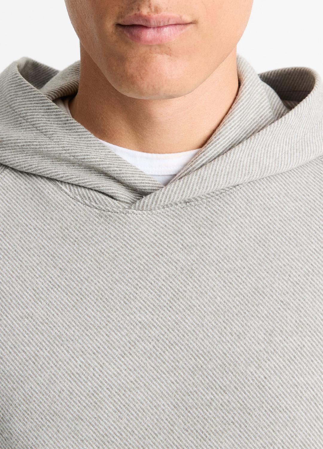 Broken Twill Pullover Hoodie in Sweatshirts & Hoodies - HEATHER GREY/OFF WHITE | VINCE Men