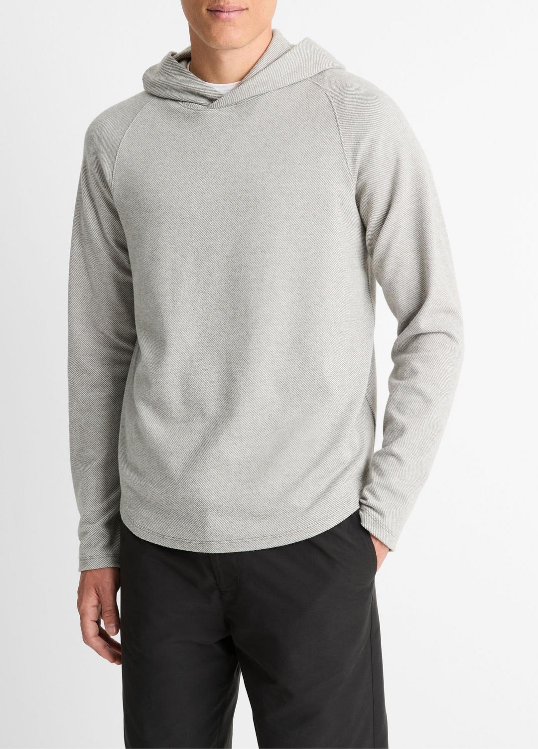 Broken Twill Pullover Hoodie in Sweatshirts & Hoodies - HEATHER GREY/OFF WHITE | VINCE Men