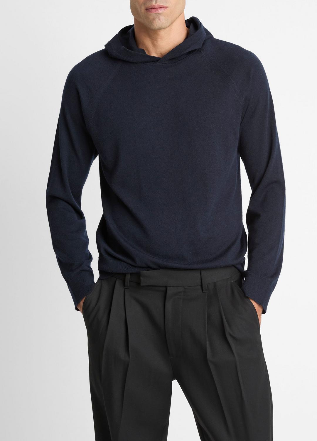 Featherweight Merino Wool-Cashmere Hoodie in Sweatshirts & Hoodies - COASTAL BLUE | VINCE Men
