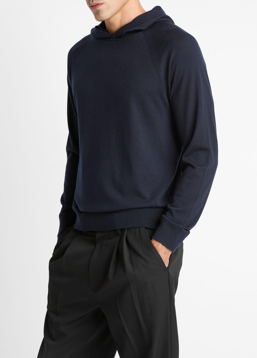 Featherweight Merino Wool-Cashmere Hoodie in Sweatshirts & Hoodies - COASTAL BLUE | VINCE Men