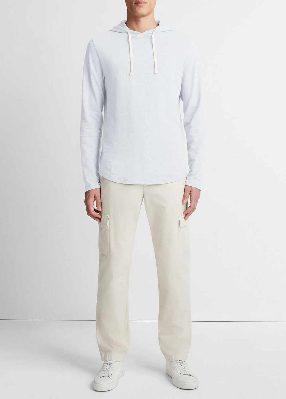 Textured Cotton Hoodie in Sweatshirts & Hoodies - SHIRTING BLUE | VINCE Men