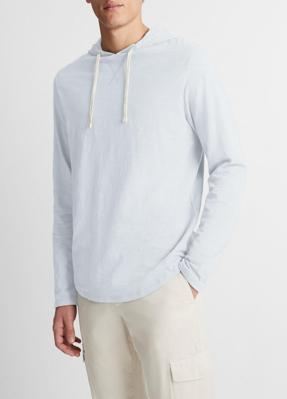 Textured Cotton Hoodie in Sweatshirts & Hoodies - SHIRTING BLUE | VINCE Men