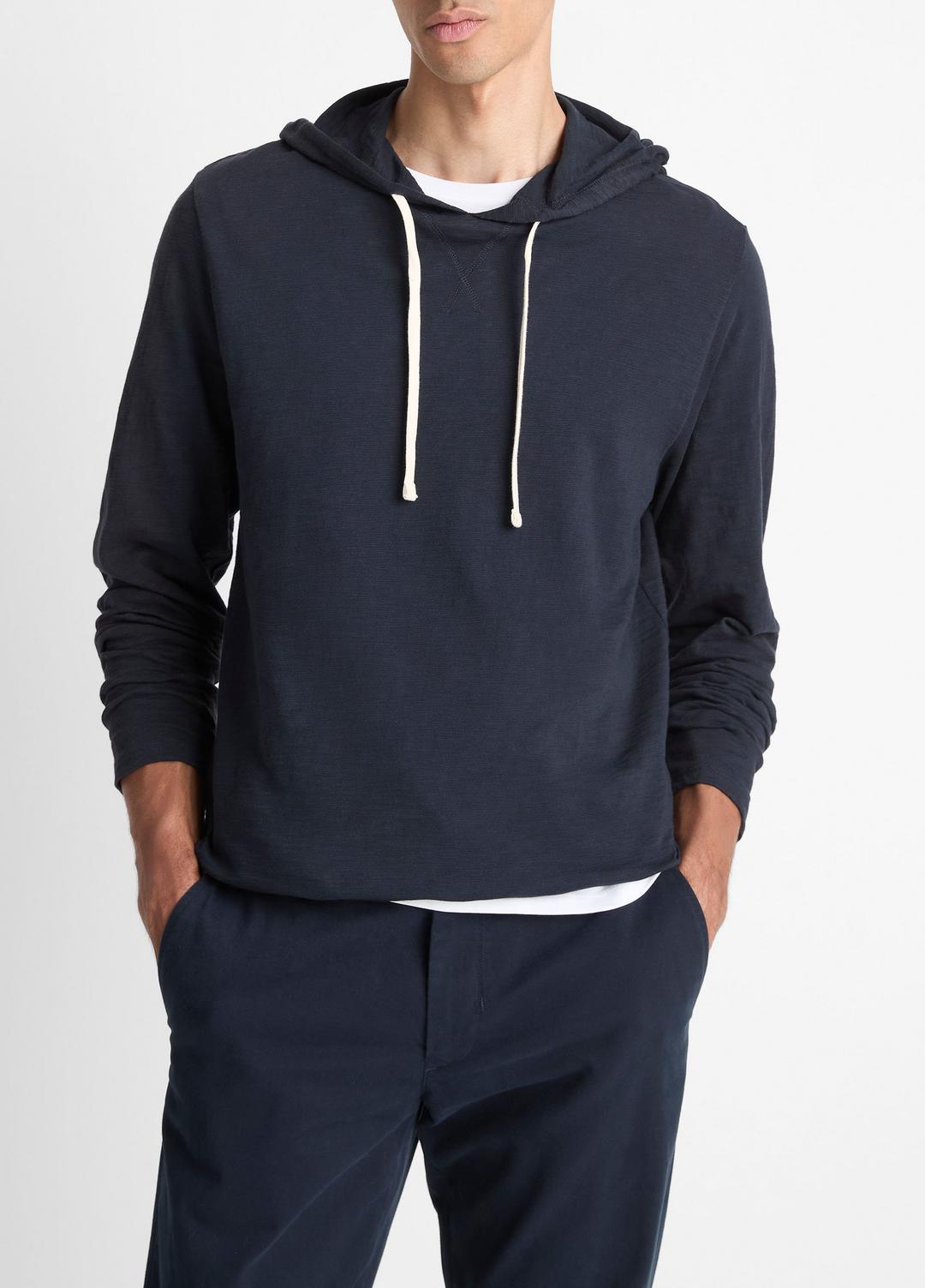 Textured Cotton Hoodie in Sweatshirts & Hoodies - COASTAL BLUE | VINCE Men