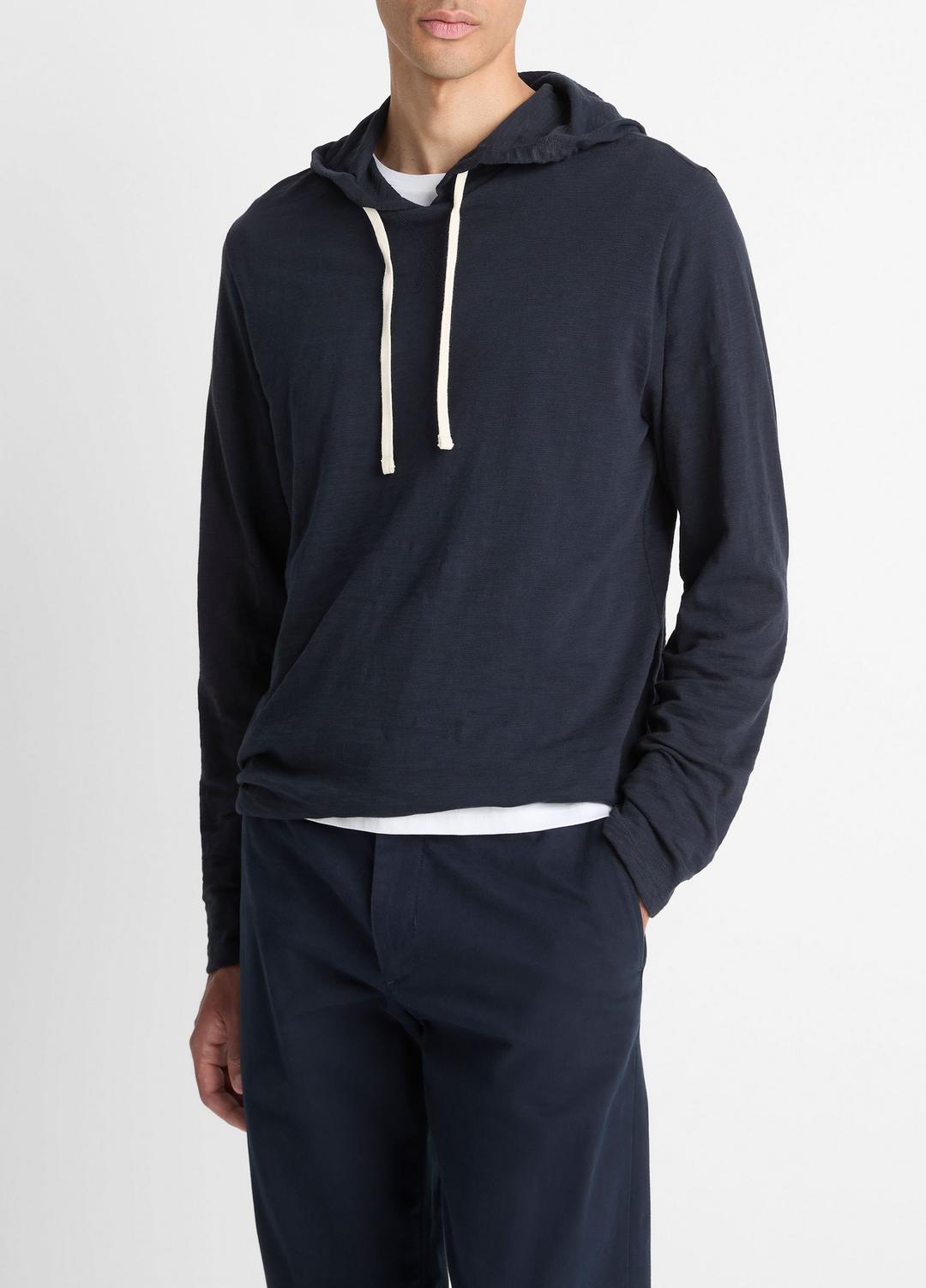 Textured Cotton Hoodie in Sweatshirts & Hoodies - COASTAL BLUE | VINCE Men