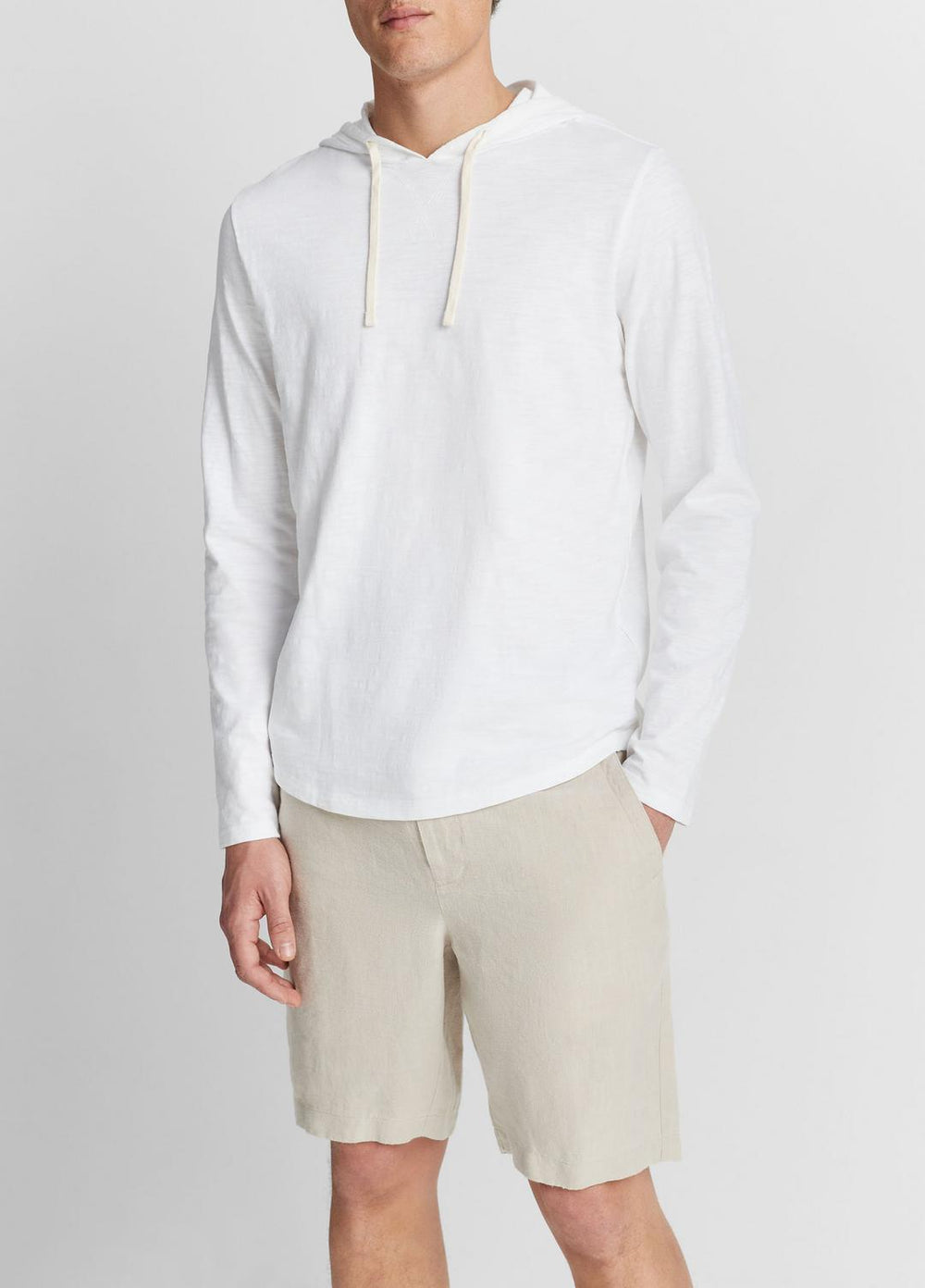 Textured Cotton Hoodie in Sweatshirts & Hoodies - OPTIC WHITE | VINCE Men