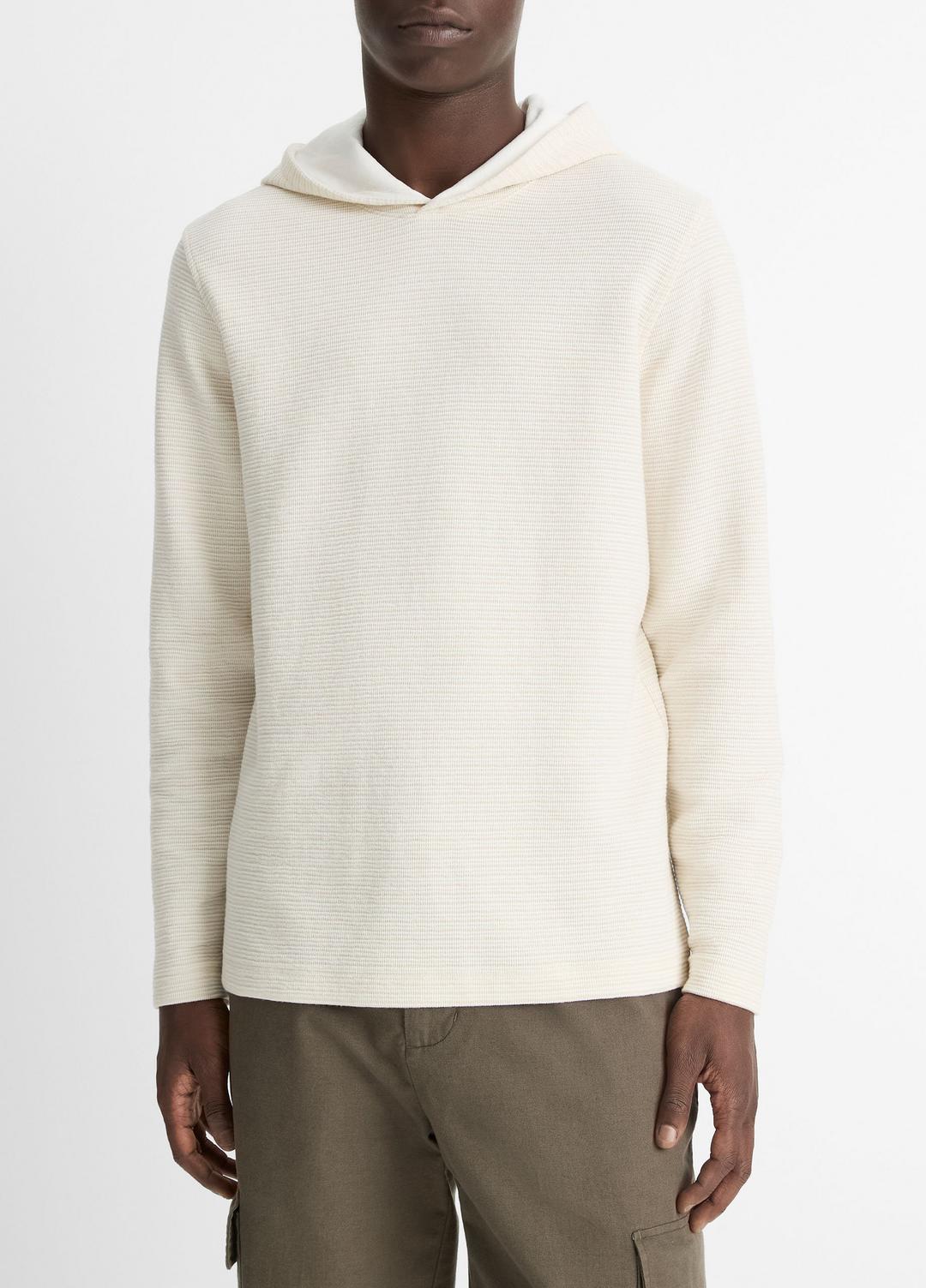Variegated Stripe Double-Face Cotton-Blend Hoodie in Sweatshirts & Hoodies - BAJA SAND/NATURAL | VINCE Men