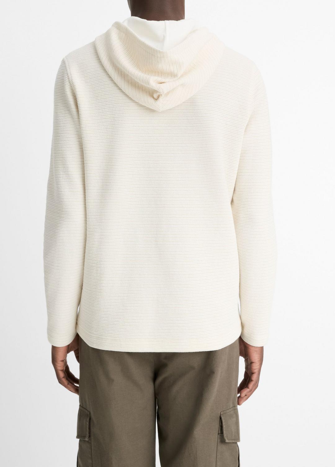 Variegated Stripe Double-Face Cotton-Blend Hoodie in Sweatshirts & Hoodies - BAJA SAND/NATURAL | VINCE Men