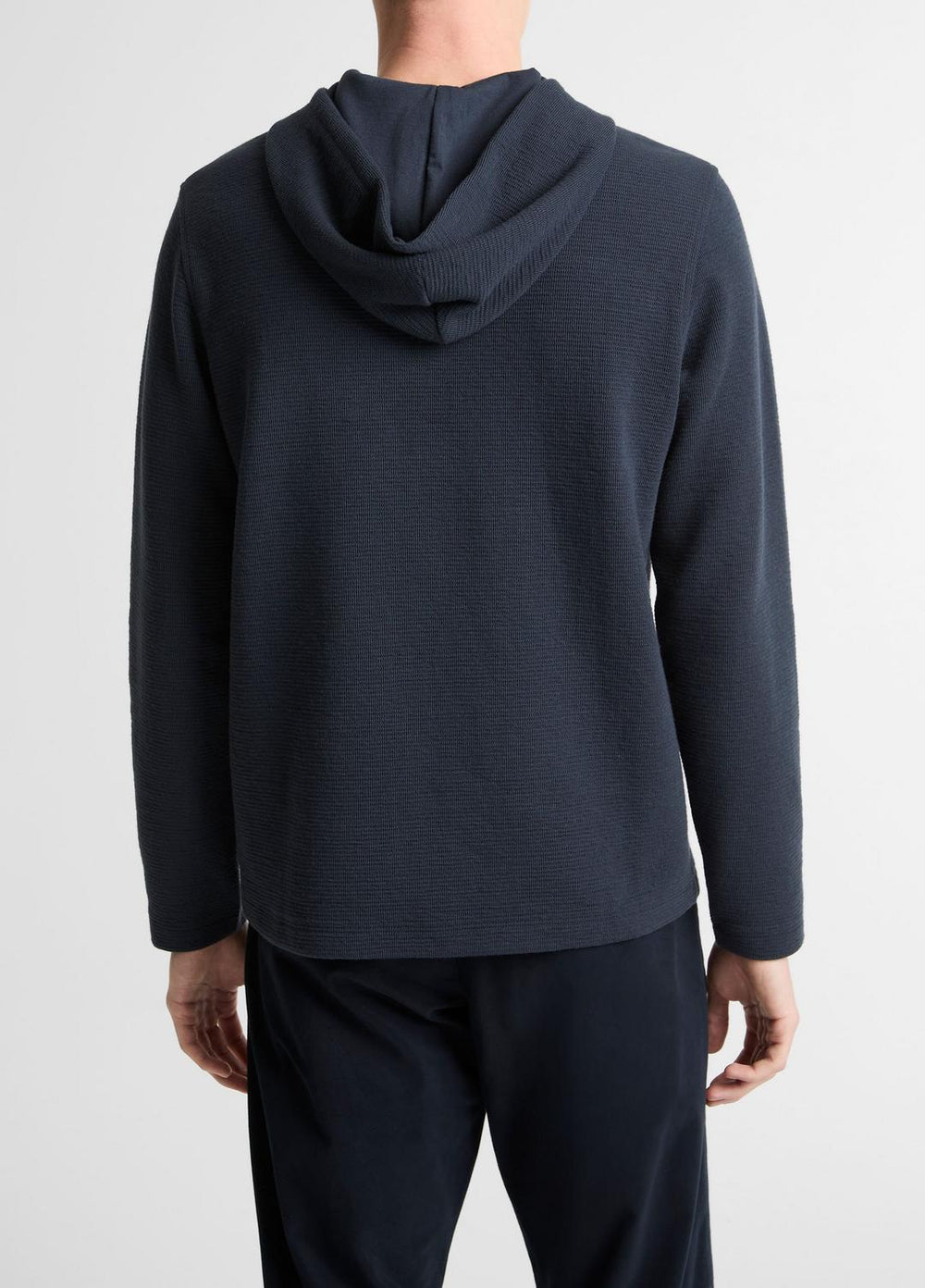 Variegated Stripe Double-Face Cotton-Blend Hoodie in Sweatshirts & Hoodies - COASTAL BLUE/COASTAL BLUE | VINCE Men